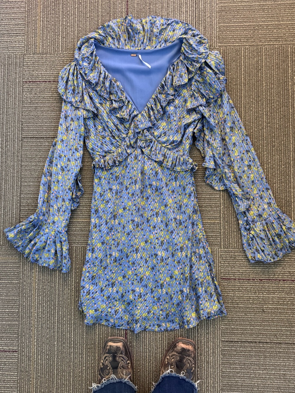 Blue Pepper Floral Ruffle Mini Dress | Cottagecore Boho
